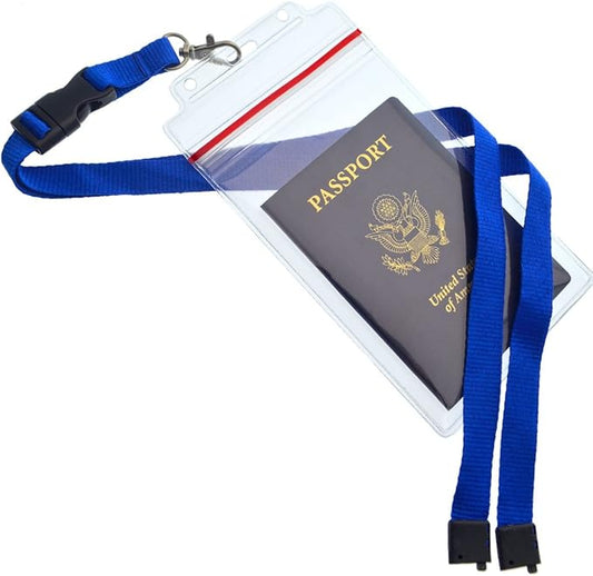 Passport Holders - 5 Pack - Heavy Duty Water and Tear Resistant with Lanyard - 4X6 Insert is Ideal for Cruise and Beach Vacation Documents (Royal Blue)
