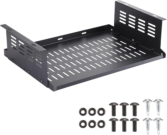 Under Desk Computer Mount for Small Form Factor SFF Computers and Pcs, Using Space 16.7" x H 4.75" x D 12" Mount Shelf Organizer for Office Home Workstation Gaming Stand up Desk