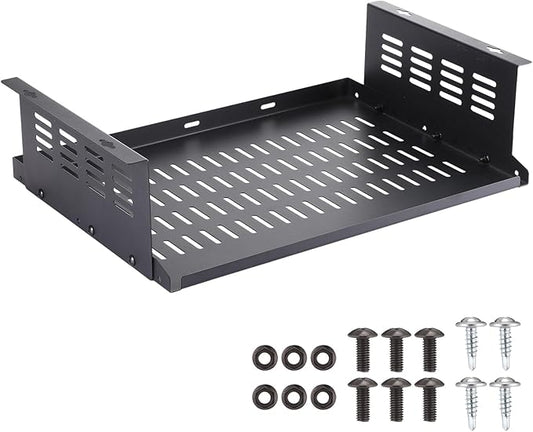 Under Desk Computer Mount for Small Form Factor SFF Computers and Pcs, Using Space 16.7" x H 4.75" x D 12" Mount Shelf Organizer for Office Home Workstation Gaming Stand up Desk