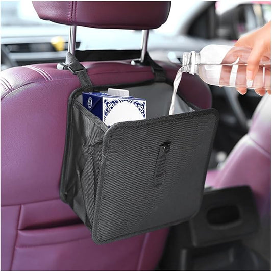Car Trash Can, Foldable Hanging Multipurpose Vehicle Garbage Bag for Seat Console, Waterproof Collapsible Auto Interior Trash Bin Storage Organizer, Universal for Truck SUV RV (Large)