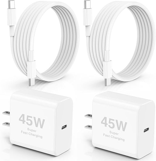 10ft iPhone 17 16 15 Charger, 2Pack 45W USB C Fast Charging Block and Long Type C to C Cable Cord,Wall Plug Adapter Cube Brick for Apple iPhone 17 Pro Max/17 Air/16e/16 Pro/15 Plus/iPad,Samsung Galaxy