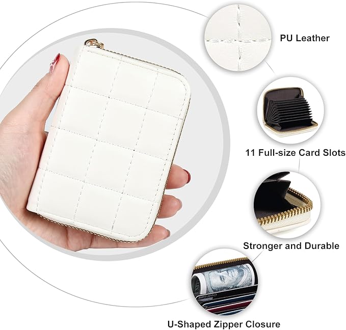 EcoVision Credit Card Holder RFID Card Case Wallet, Small Accordion Zipper Card Case Holder, Card Organizer Case for Women Men