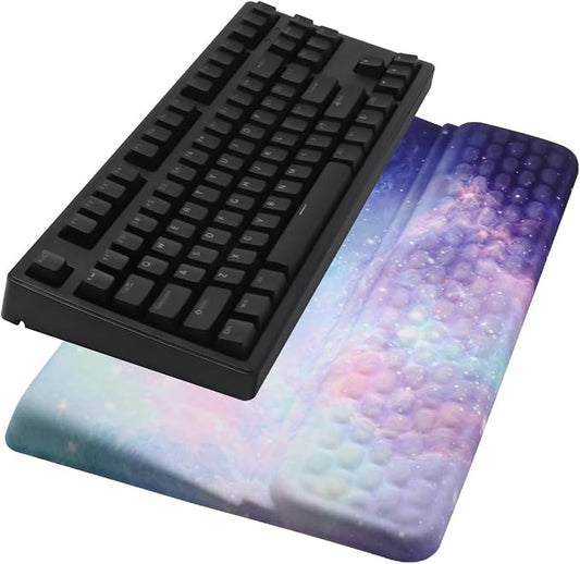 Ergonomic Keyboard Stand with Wrist Rest, Computer Wrist Support Pad, Tilted Keyboard Riser Holder Lift Tray with Wrist Pad, Easy Typing, Comfy Soft Memory Foam Desk Cushion for Office
