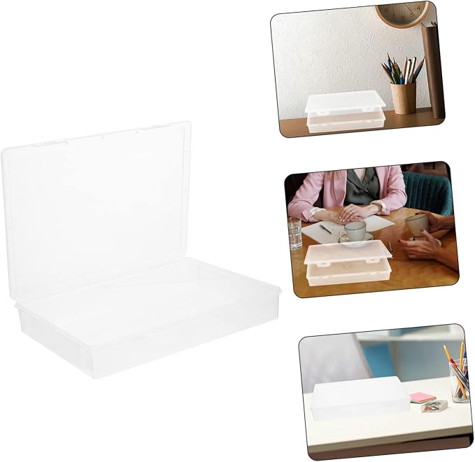 A4 File Organizer Box Document Storage Container Lid Desktop Papers Organizer for Office and Home Use