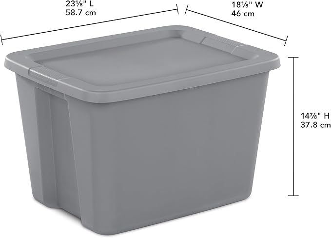 18-Gallon Plastic Storage Bins with Snap-on Lids – 8-Pack, Home Organization Essential (Light Gray)
