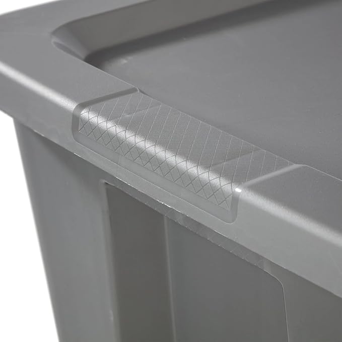 KKEATOY 18 Gallon Storage Tote Box, Plastic Storage Bin Tote Organizing Container With Durable Lid, Stackable and Nestable Snap Lid Plastic Storage Bin, Gray, Set of 2