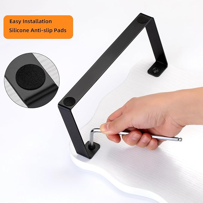 Monitor Stand Riser, Wooden Computer Stand for Desk, Wood and Steel Multi-Purpose Desktop Storage Laptop Riser Desk Shelf for Computer, Laptop, PC, Printer, 21.65 x 9.45 x 3.94 Inch Length (White/2 Pcs)