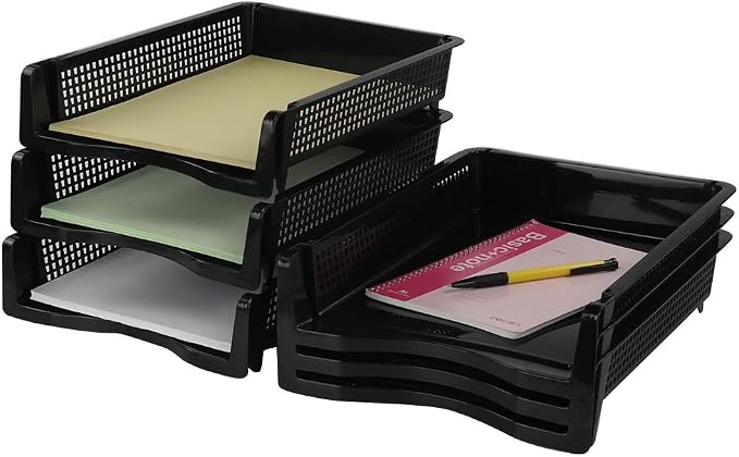 Ggbin 6-Tier Desktop A4 Paper Organizer Tray, Stackable File Trays for Storage, Black