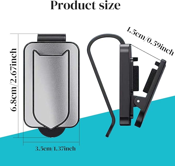 2 Pack Sunglasses Holder for Car, One-Handed-Operation Eyeglasses Organizer Sunglass Clip with Silicone Padded for Car Visor, Car Accessories Interior (Black+Sliver)
