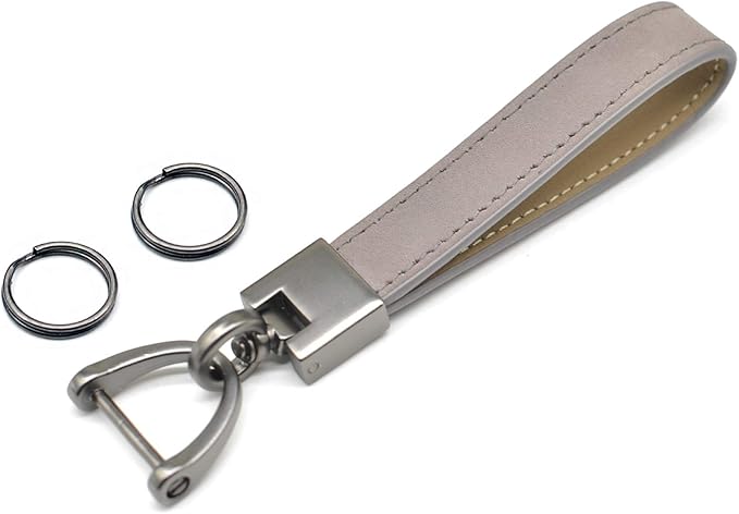 MECHCOS Car Key Fob Keychains Genuine Leather Keys Chain Holder for Men and Women with D-Ring, Screwdriver, Key Rings and 360 Degree Rotatable Swivel, Gray
