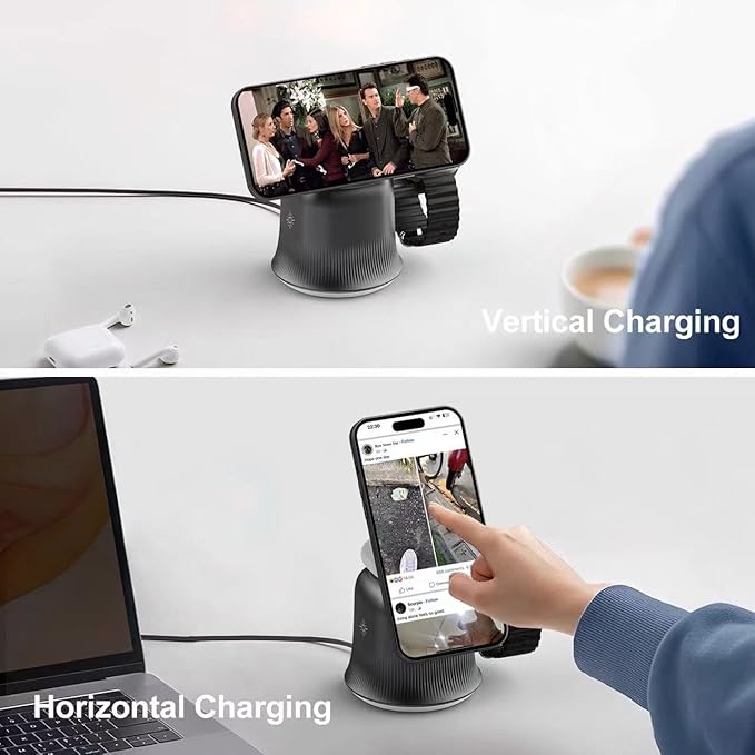 2026 3 in 1 Wireless Charging Station for Apple MagSafe Charger, 15W Fast Magnetic MagSafe Charger Stand for iPhone 17 16 15 14 13 12 Apple Watch AirPods Series (White), Gifts for Men