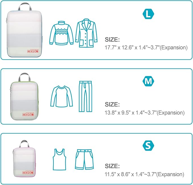 Cambond Compression Packing Cubes for Travel - Lightweight Expandable Travel Bags Luggage Organizers Travel Essentials Compression Cubes for Travel Space Saver for Carry on Suitcases Organizer