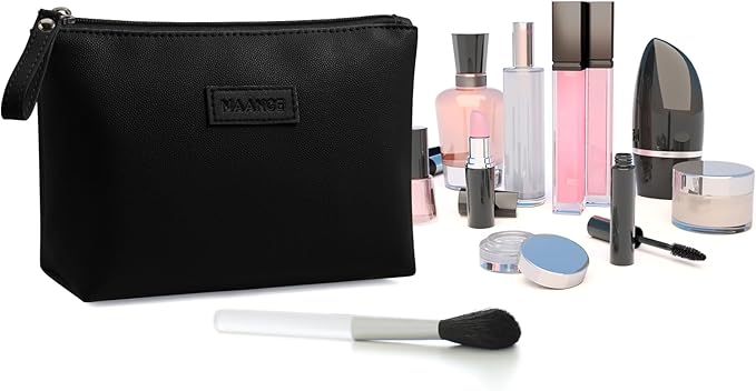 Cosmetic Bags for Women Small Makeup Bag for Purse Pu Leather Makeup Pouch Travel Makeup Bag with Zipper Make Up Bag for Travelling