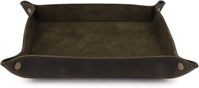 Londo Genuine Leather Tray Organizer - Practical Lightweight Water Resistant Computer Table Desk Storage Box for Wallets, Watches, Keys, Coins, Cell Phones and Office Equipment