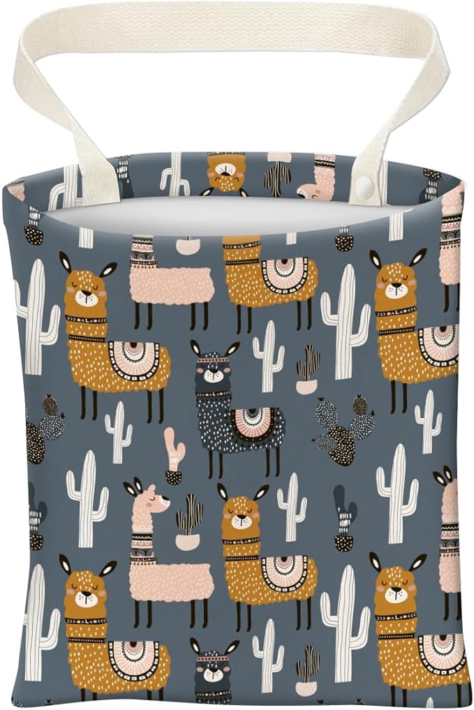 Car Trash Can, Cute Car Trash Bag, Hanging Car Organizer and Storage Bag, Trash Bin for Car Accessories, Vehicle, Travelling, Camping Cute Blue Llama