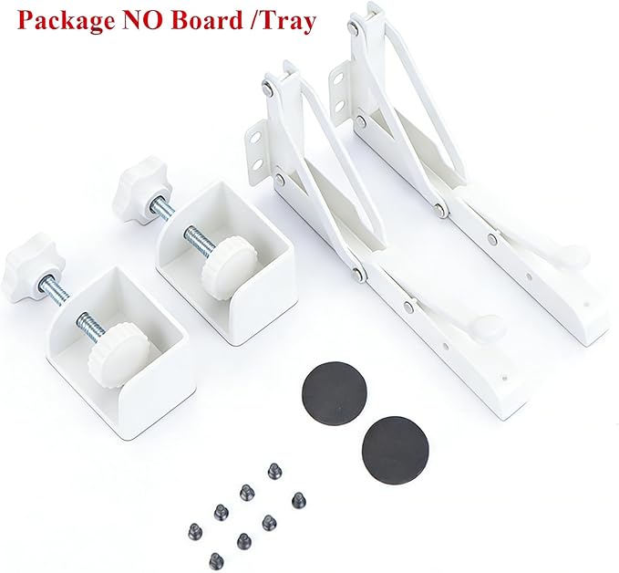 Under Desk Keyboard Tray Support Bracket Adjustable Desktop Extension Board Stand Clamp-on Keyboard Holder Arm Rest Tray Extension Plate Support Rack for Desk, NO Board/Tray, 1 Set (Style01-White)