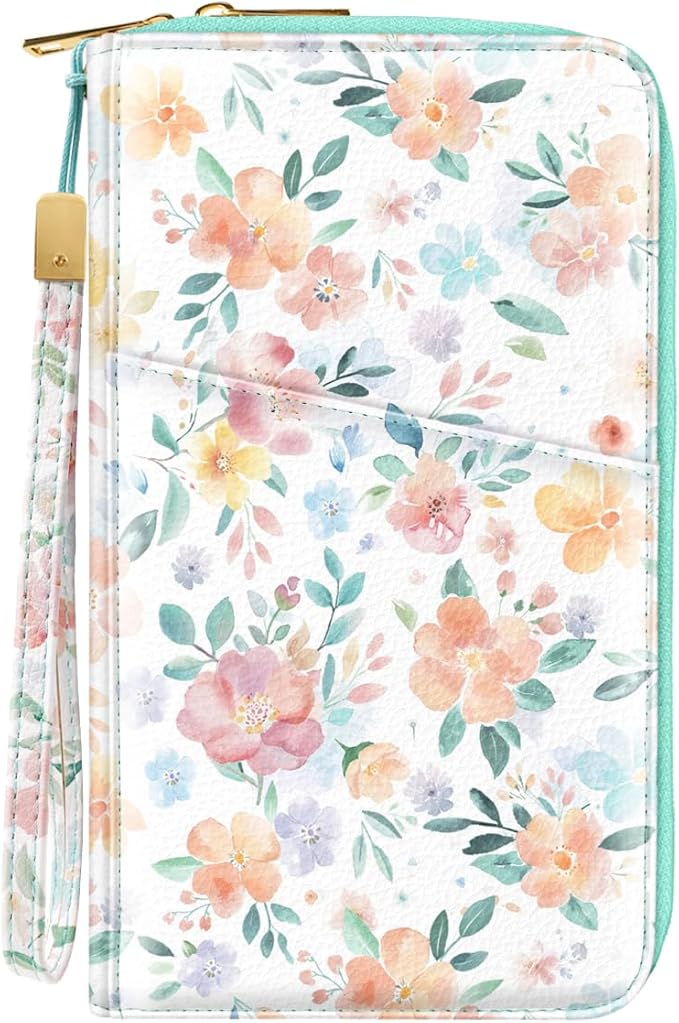 Family Passport Holder Wallet RFID Blocking Document Organizer PU Leather Mulit-purpose Travel Wallet Credit Cards Case for Women Men, Watercoler Floral