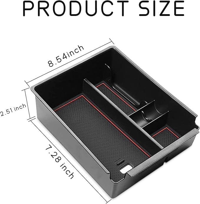POSAID Center Console Organizer for 2022 2023 2024 Hyundai Santa Cruz Center Console Armrest Tray for 2022 Hyundai Tucson NX4 Storage Box Insert Tray with Coin Holder, Red Trim