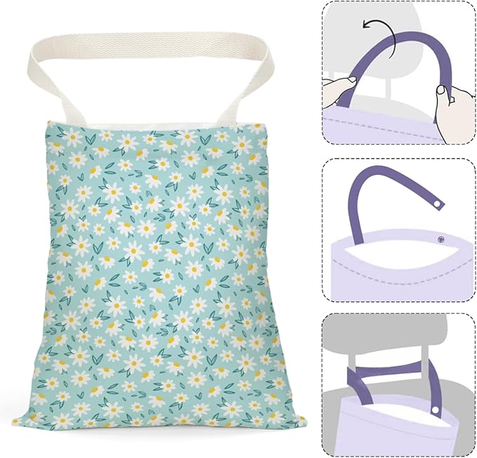 Daisy Decor Car Trash Bag Car Garbage Bag Hanging Cars Trash Can Spring Decor Waterproof Cars Back Seat Organizer for Vehicle Travelling Swimming Camping