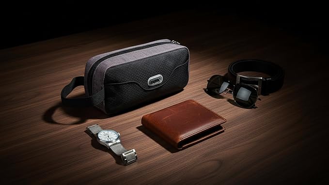 GOX Small Travel Toiletry Bag, Dopp Kit Case For Men, Multifunction Organizer Pouch(Black/Grey)
