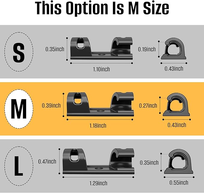 50 Pcs Self Adhesive Cable Clips,Upgraded Cable Management with Screw Hole,Strong Cord Organizer for Under Desk,Car,TV PC,Christmas Light Indoor/Outdoor-Black M