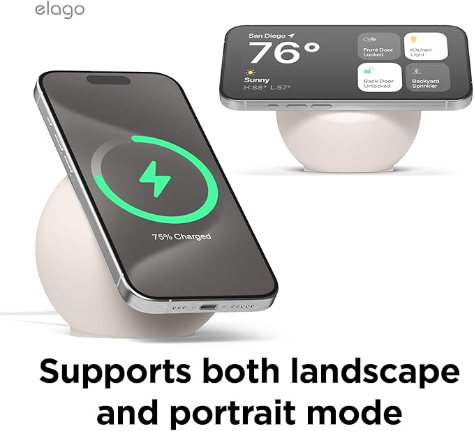 elago MS2 Charging Stand Compatible with MagSafe Charger - Premium Silicone, Compatible with iPhone 17/16/15/14/13/12 Series, Designed for MagSafe Stand [Stone] [Charging Cable Not Included]
