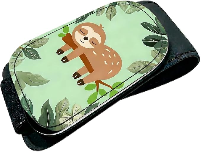 Sloth Car Sunglasses Holder Magnetic Leather Glasses Clip for Car Sun Visor Cute Sloth Cars Accessories Eyeglass Hanger Organizer Universal Visor Clip for Women and Men Gifts Decor
