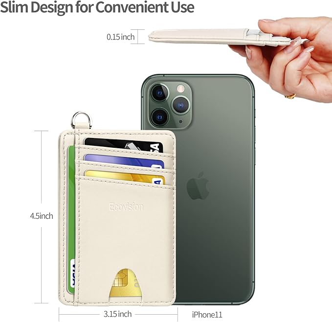EcoVision Slim Minimalist Front Pocket Wallet, RFID Blocking Credit Card Holder Wallet with Detachable D-Shackle for Men Women