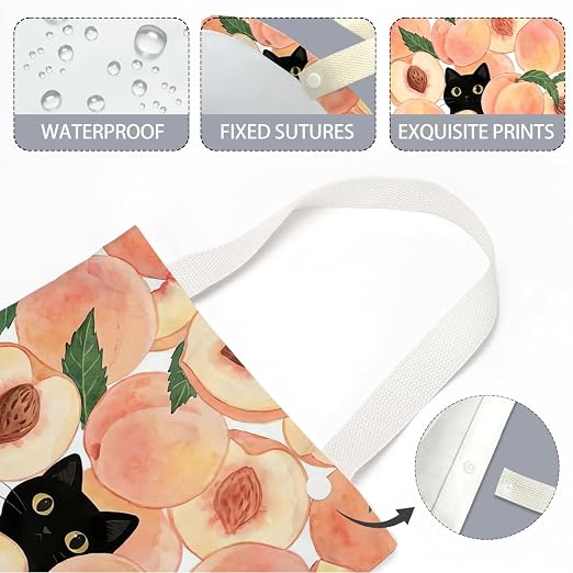 Black Cat Car Trash Bag, Peach Car Trash Bag Hanging, Peach Accessories, Summer Decor Waterproof Cars Back Seat Hanging Organizer Garbage Can for Vehicle Travelling Camping