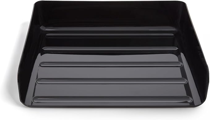 TRU RED Side‑Load Stackable Plastic Letter Tray, Black, 6‑Pack – Desktop Paper Organizer for Office Files & Documents