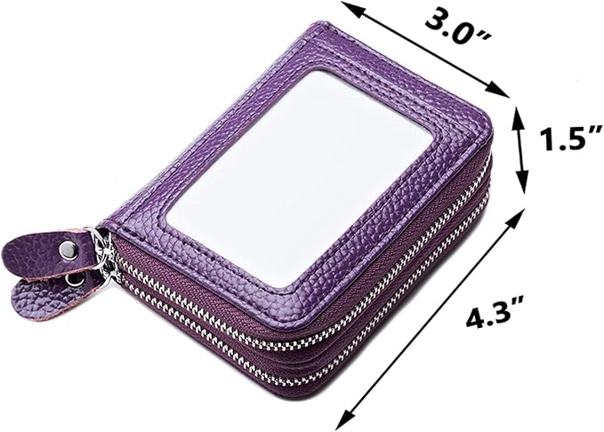 traderplus Women's RFID Blocking Leather Zipper Card Wallet Small Purse Credit Card Case Holder for Mother Day Gift (Purple)