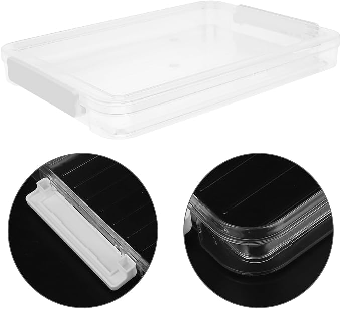 DOITOOL Stackable A4 File Storage Box with Lid, Medium Acrylic Document Organizer for Photo Papers and Office Supplies, Portable Desktop Filing Bin for Document and Scrapbook Storage