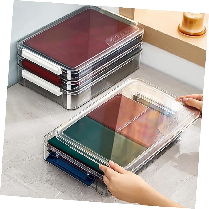 Ciieeo Stackable Small Plastic Storage Box with Lid, Document Organizer File Folder Case for Office Desktop Paper and Document Storage