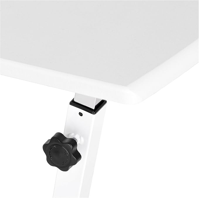 Seville Classics Airlift Mobile Height Adjustable Laptop Stand Computer Workstation for Sitting Classroom Home Office Medical Table w/Wheels, Flat Desk 24", White