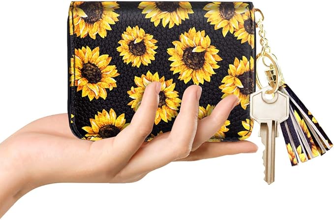 Coco Rossi Women's Card Case RFID Cute Flowers Small Wallet Card Holder, Sunflower
