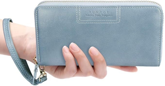 FT FUNTOR Wristlet Wallets for Women, Ladies PU Vegan Leather Clutch Wallet Zip around Phone Purse Card Holder Organizer