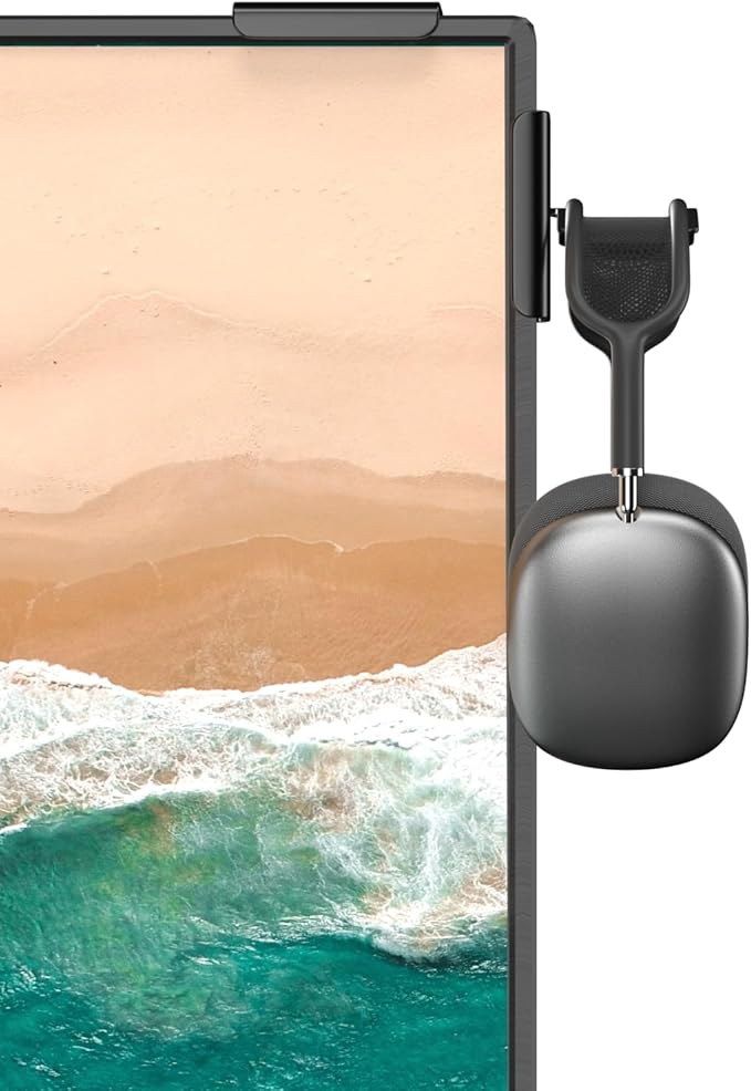 Headphone Holder for Screen, Plastic Headphone Stand, Headset Stand Suitable for AirPods Max, Sony, Bose, Beats and More (black)
