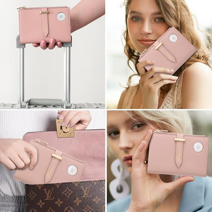 Passport Holder for Family,RFID Travel Document Organizer for Women,RFID Passport Wallet with Airtag Holder,Family Passport Protector Case, Anti-Lost Travel Essentials(Air tag Not Included)