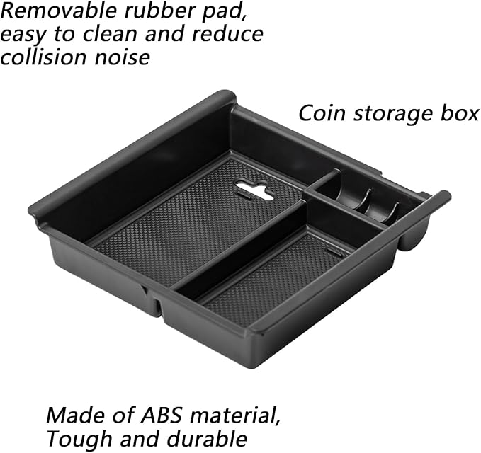 EDBETOS Center Console Accessory Organizer Compatible with Toyota Tacoma 2016-2019 2020 2021 2022 2023 ABS Material Armrest Box Insert Tray (Black Trim)