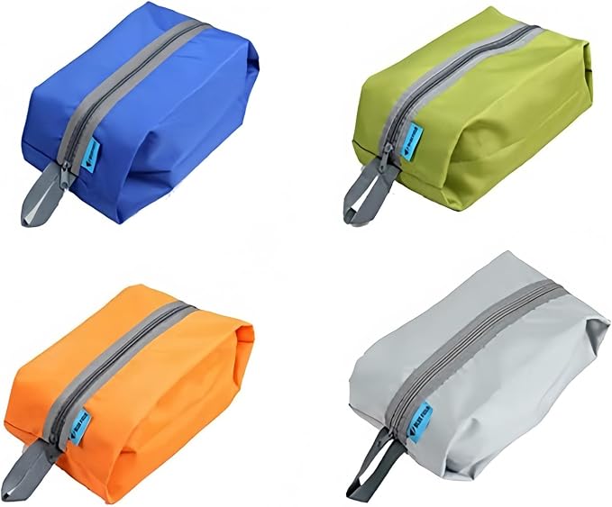 Tumecos 4 Pack Large Waterproof Portable Travel Organizer Toiletry Dopp Kit, Space Saving Shoe Bag Pouch