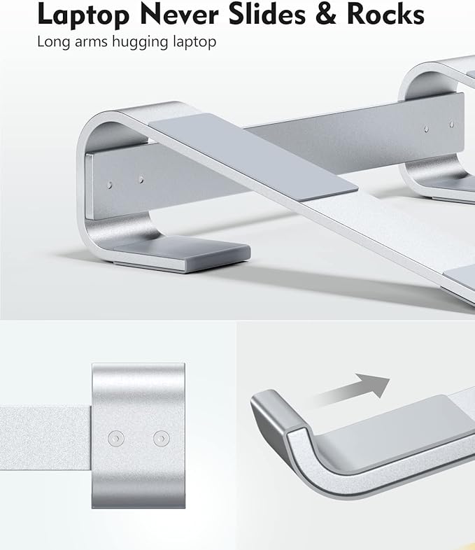 Soqool Laptop Stand for Desk,Aluminum Computer Stand for Cooling,Sturdy Stable Ergonomic Laptop Riser Compatible with MacBook Pro Stand Air/Dell/HP/Lenovo 10-16.2inch Notebook,Work Home Office