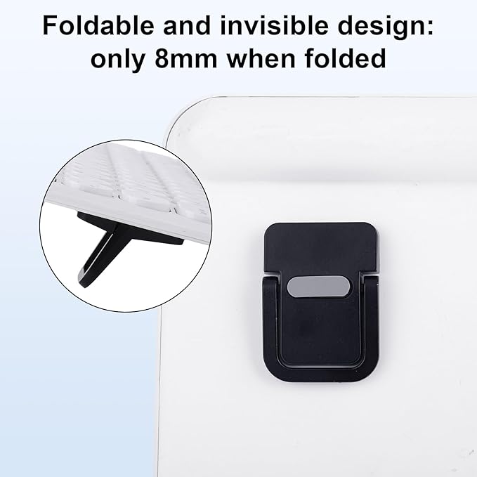 Penitue 2pcs Mini Portable Laptop Stand, Zinc Alloy Foldable Laptop Keyboard Riser Self-Adhesive Kickstand Invisible Computer Notebook Holder Lift for Desk Keyboards Laptops Support