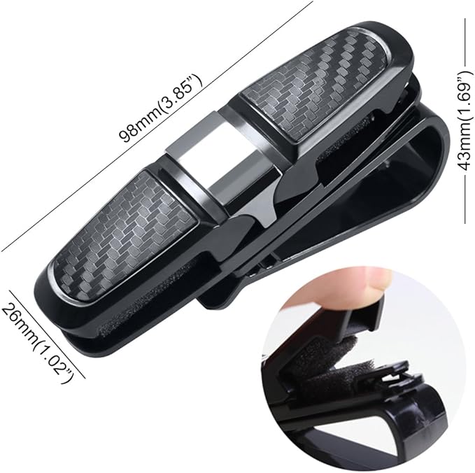 FineGood 2 Pack Glasses Holders for Car Sun Visor, Sunglasses Eyeglasses Mount with Ticket Card Clip - Black