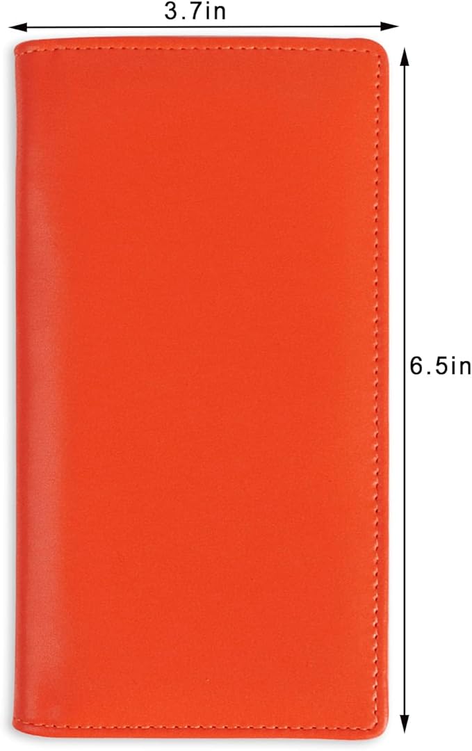 Sanlykate Leather Checkbook Cover for Men and Women, Check Book Case Card Holder with Free Divider, Standard Register Duplicate Checks with pen inserts