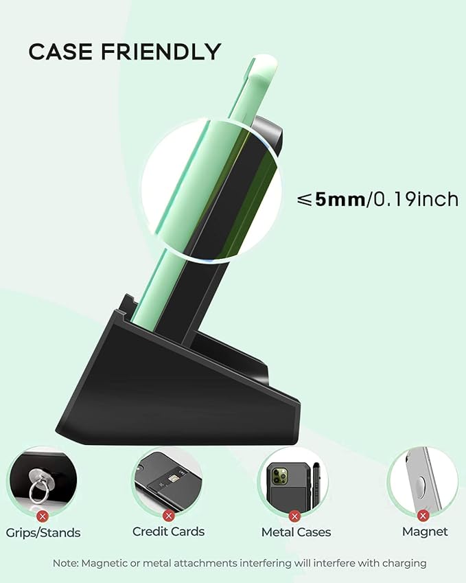 Wireless Charger YUWISS Wireless Charging Stand Cordless Charger 10/7.5/5W Compatible with iPhone 14 13 12/12 /11Pro Max/XR/XS Max/XS/X/8/8Plus Galaxy S22/S21/S9/S9+/S8/S8+ Note