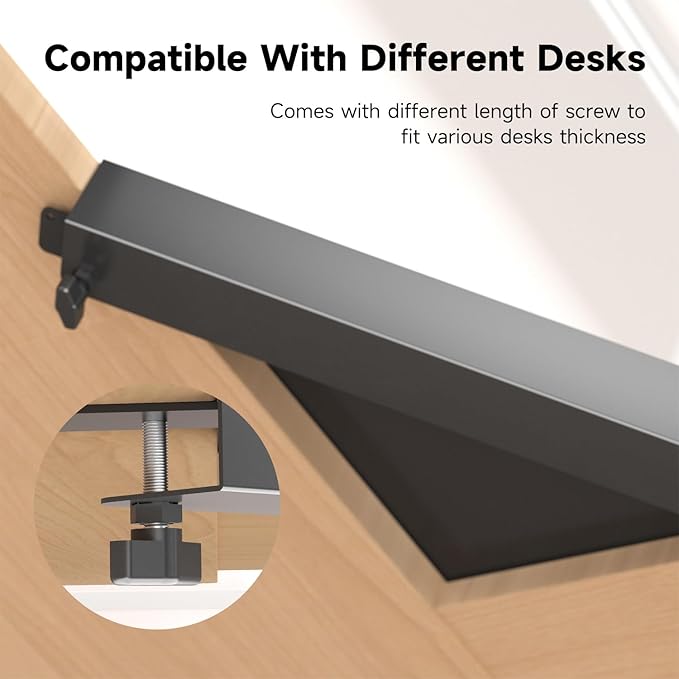 Suptek 17-inch Black Corner Mounting Bracket Extender for L-Shaped Desks – Fits Under-Desk Keyboard Trays (Model DESKEX01)