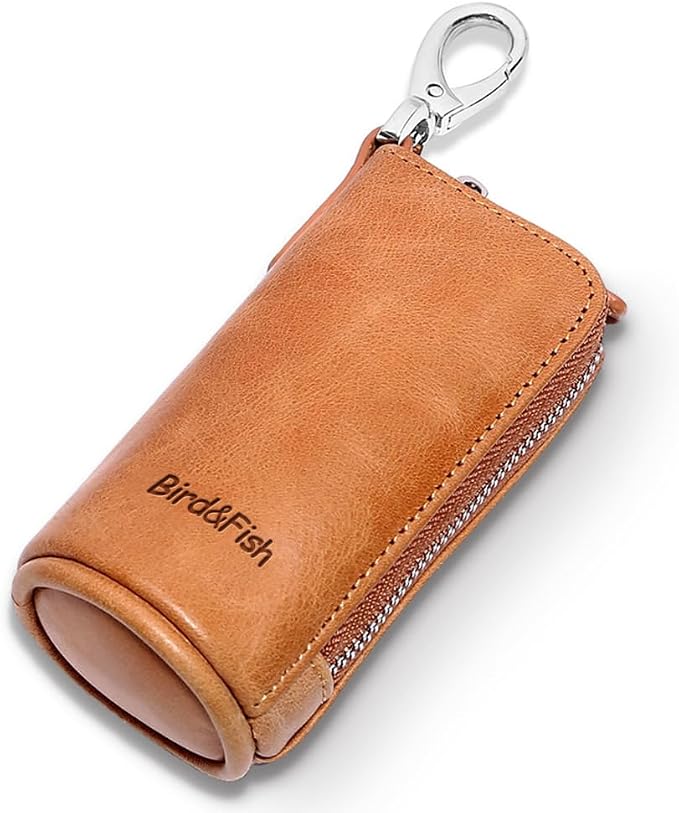 Multi Soft Genuine Leather Coin Purse Pouch, Car Key Case Wallet with Zipper,Pocket Wallet with Chain/Ring for Men Women …