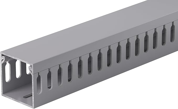 ZhiYo H1.4in W1.4in Professional Server Rack Cable Management Raceway, 132in (8 x L16.5in) Cable Raceway Kit, Electrically Safe PVC Open Slot Wire Raceway for Under Desk/Computer/Network Cords, Grey