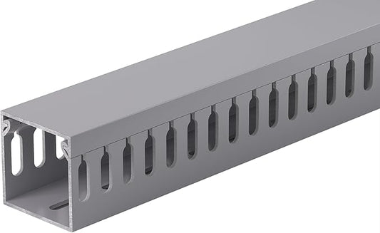 ZhiYo H1.4in W1.4in Professional Server Rack Cable Management Raceway, 132in (8 x L16.5in) Cable Raceway Kit, Electrically Safe PVC Open Slot Wire Raceway for Under Desk/Computer/Network Cords, Grey