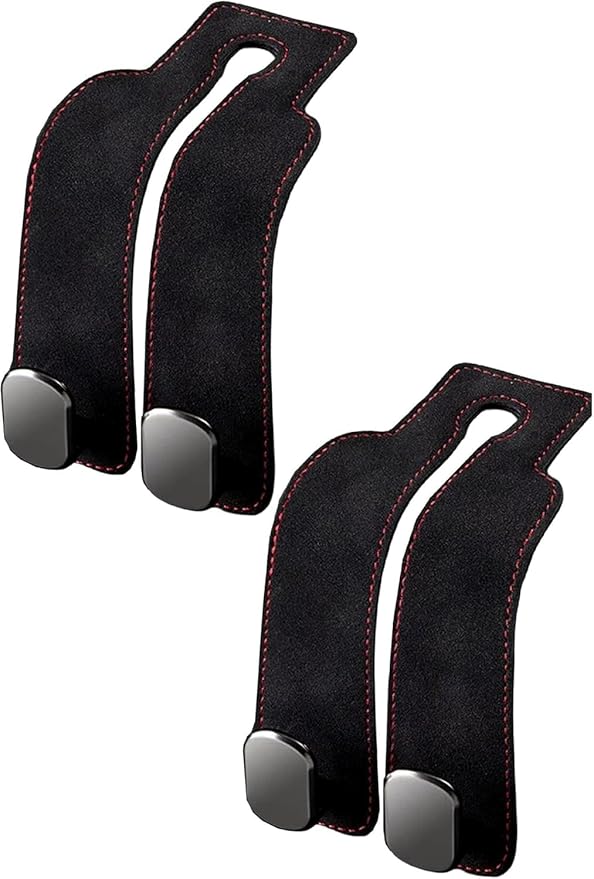 Headrest Hooks for Car,2026 New Two Hook Fur Leather Seat Back Headrest Hanger (2PCS-Black)